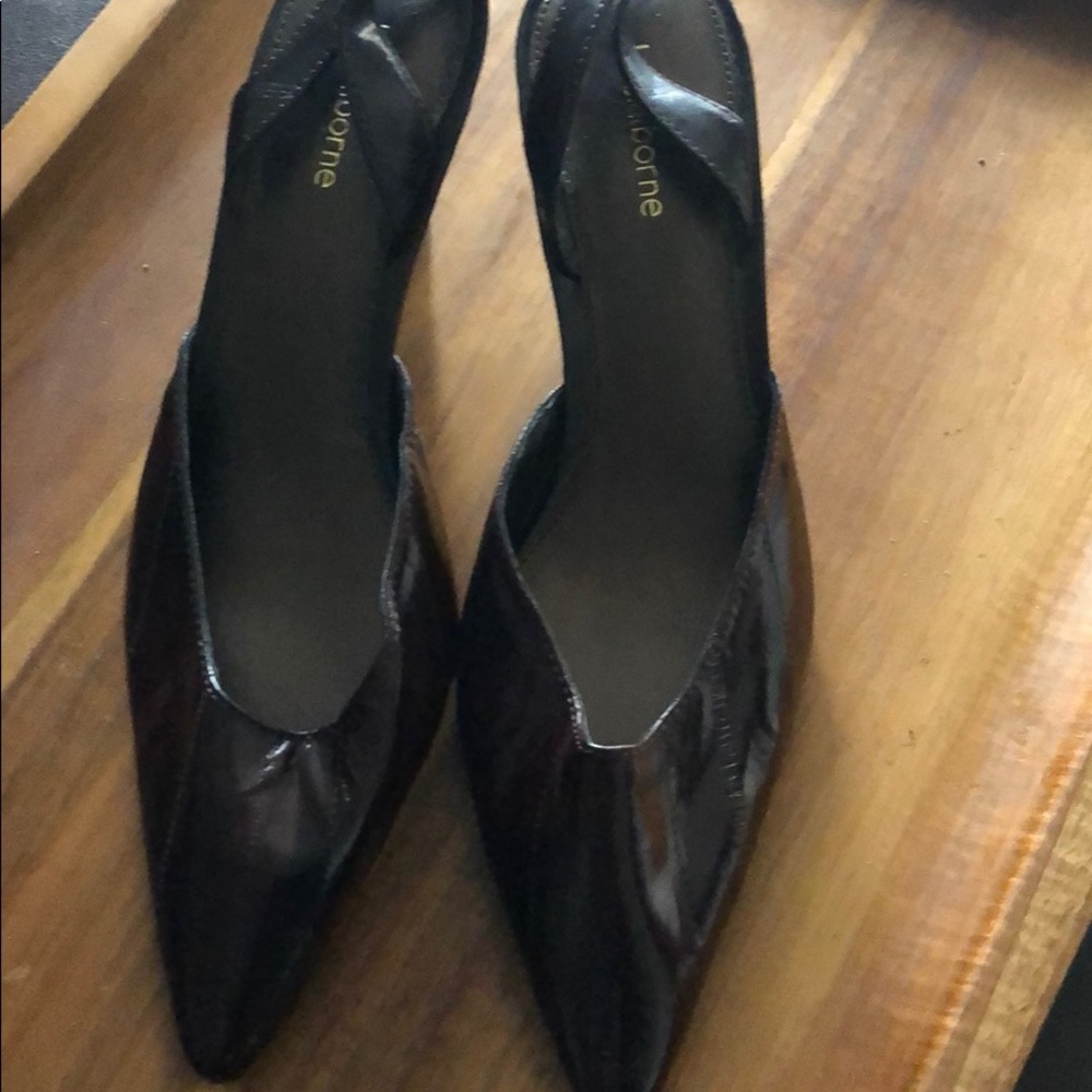 Brown Liz Claiborne genuine leather strapped heel